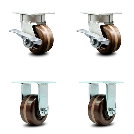 Service Caster 4 Inch Kingpinless High Temp Phenolic Wheel Caster Brakes 2 Rigid SCC, 2PK SCC-KP30S420-PHRHT-SLB-2-R-2